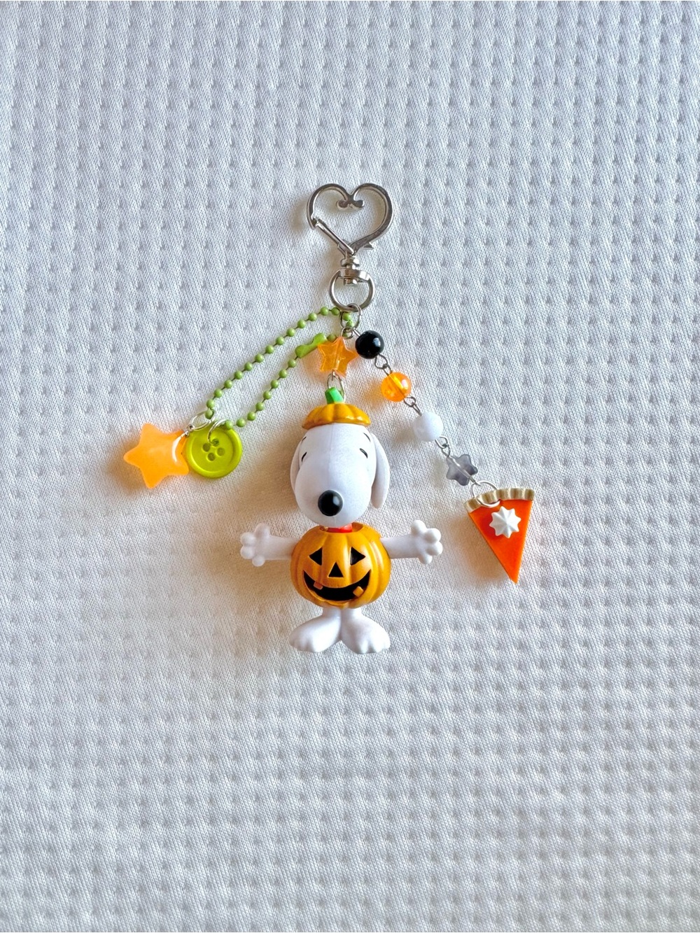 Snoopy Halloween Pumpkin Keychain Charm - Orange & White